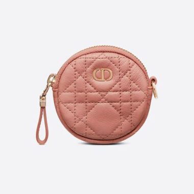 Dior Women Detachable Dior Caro Round Coin Purse-Pink