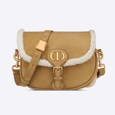 Dior Women Medium Dior Bobby Bag Camel-Colored Shearling