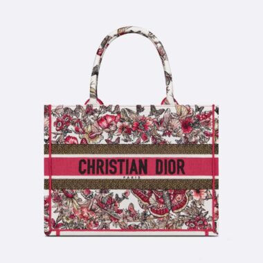 Dior Women Medium Dior Book Tote Multicolor Butterfly Embroidery