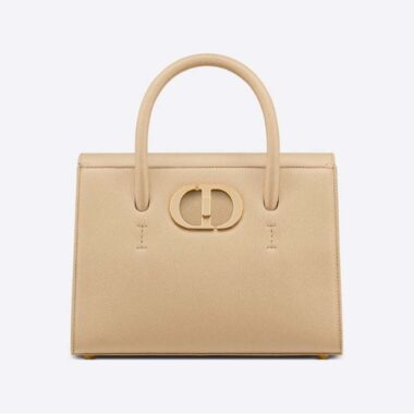 Dior Women Medium ST Honore Tote Latte Grained Calfskin-Sandy