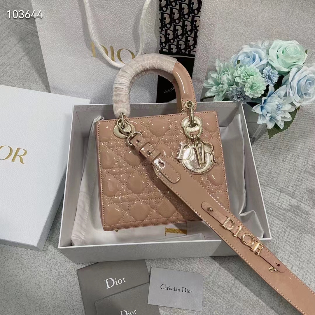 Dior - Mini Lady Dior Bag Aesthetic Beige Patent Cannage Calfskin - Women