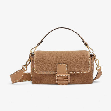 Fendi Women Baguette Beige Sheepskin Bag