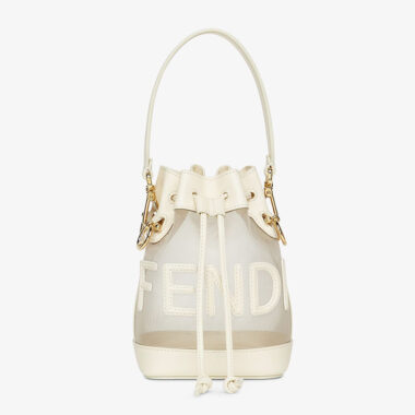 Fendi Women Mon Tresor Leather and Mesh Mini-Bag-White