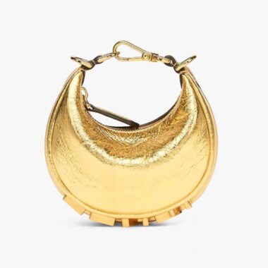 Fendi Women Nano Fendigraphy Gold Leather Charm