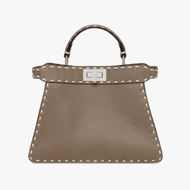 Fendi Women Peekaboo Iseeu Small Gray Full Grain Leather Bag