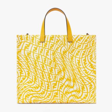 Fendi Unisex Shopper Yellow Glazed Canvas Bag