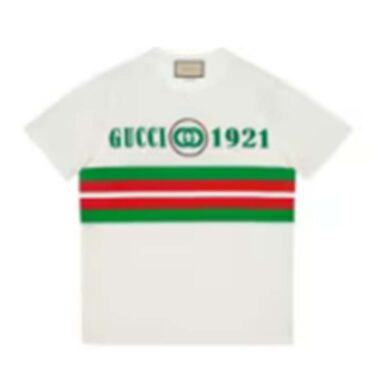 Gucci GG Women Cotton T-Shirt White Cotton Jersey Crewneck Oversize Fit