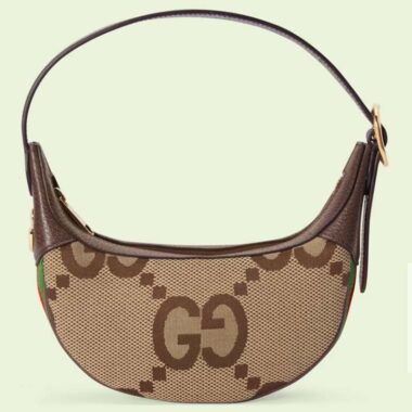 Gucci Unisex Ophidia Jumbo GG Mini Bag Camel Ebony Canvas Double G