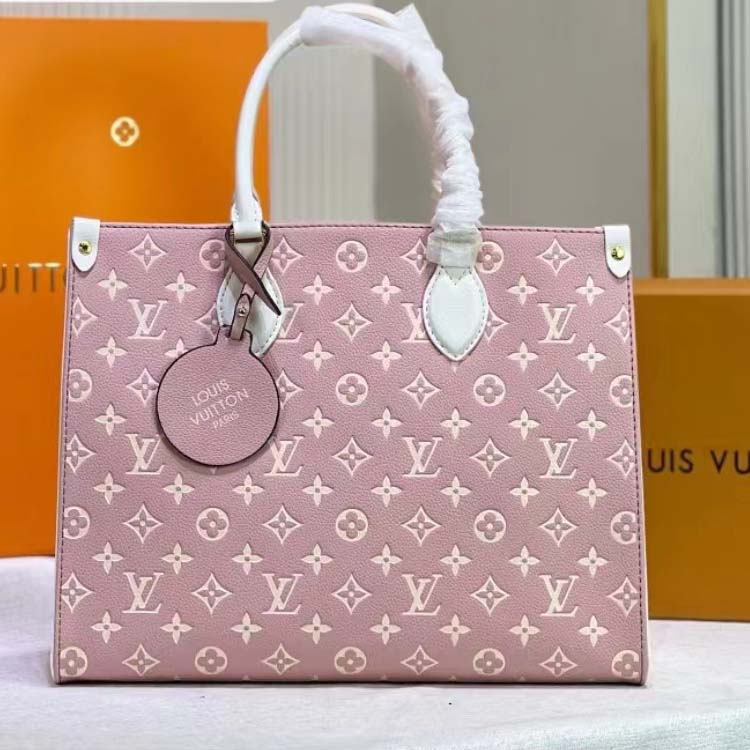 Onthego cloth handbag Louis Vuitton Pink in Cloth - 18699314