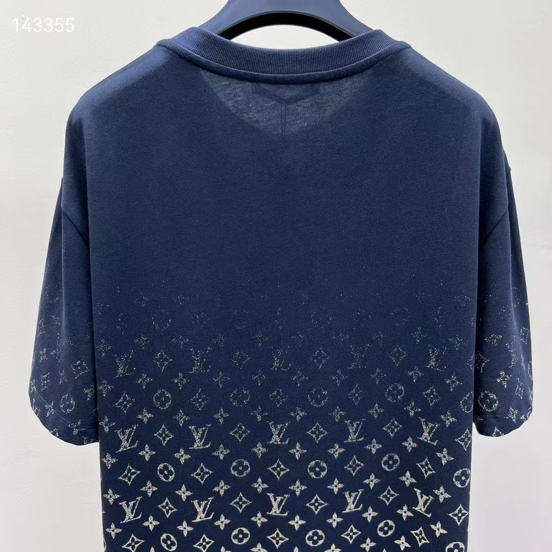 Louis Vuitton Monogram Wave Self-Tie T-Shirt Blue. Size M0