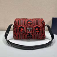 Prada Women Jacquard Knit and Leather Prada Signaux Bag-red (1)