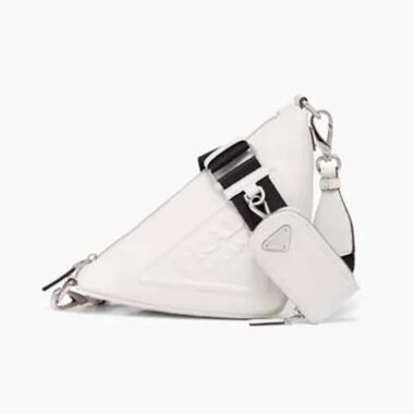 Prada Women Leather Triangle Shoulder Bag-White