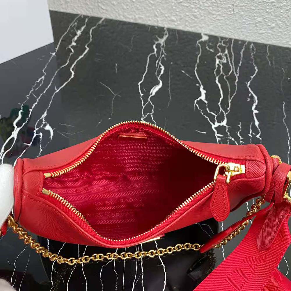 Prada Re-Edition 2005 Saffiano Leather Bag Fiery Red in Saffiano Leather  with Gold-tone - US