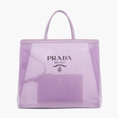 Prada Women Sequined Mesh Tote Bag-Purple