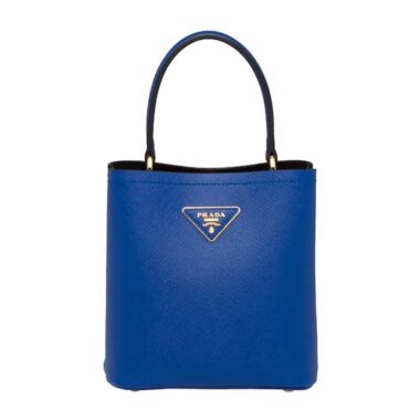 Prada Women Small Saffiano Leather Prada Panier Bag-Navy