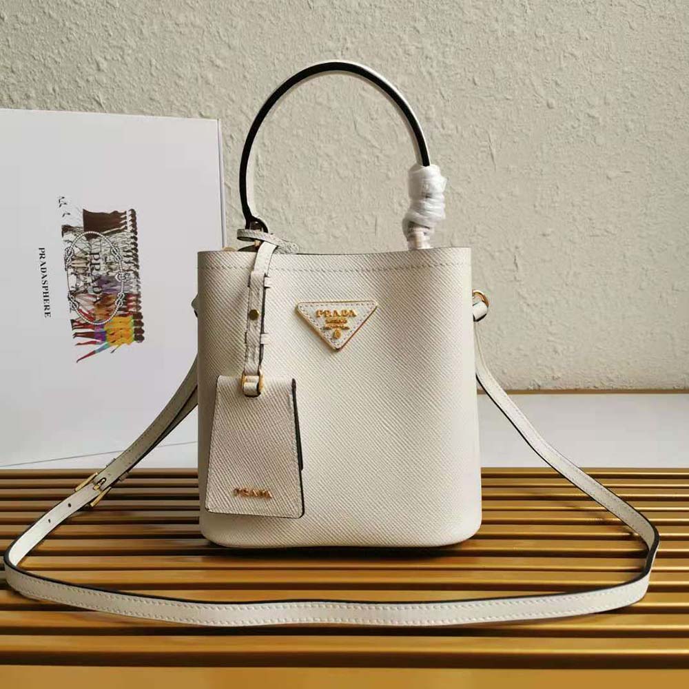 Panier leather handbag Prada White in Leather - 30376172