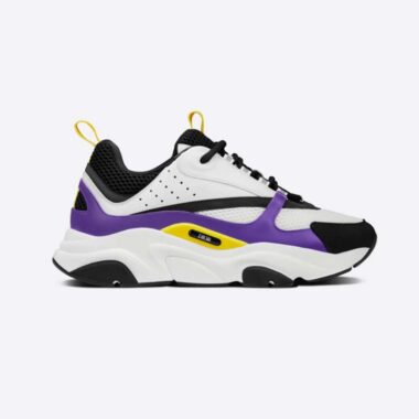 Dior Men B22 Sneaker Violet and White Calfskin with White and Black Technical Mesh