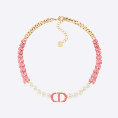 Dior Women 30 Montaigne Necklace Gold-Finish Metal with White Resin Pearls