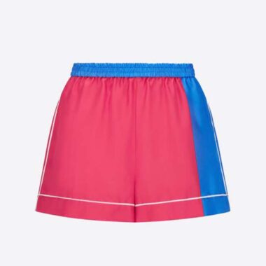 Dior Women Chez Moi Shorts Bright Pink and Fluorescent Blue Silk Twill