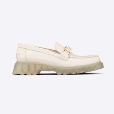 Dior Women Code Loafer White Brushed Calfskin