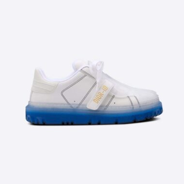 Dior Women Dior-Id Sneaker White Calfskin and Deep Blue Transparent Rubber