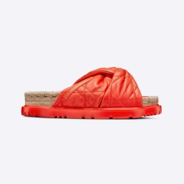 Dior Women Dtwist Slide Bright Orange Cannage Lambskin