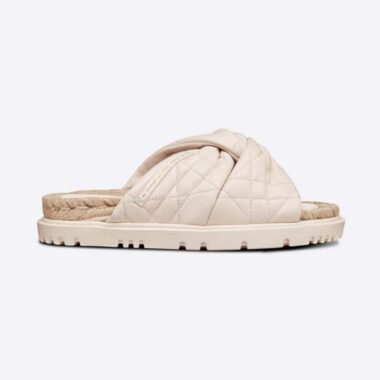 Dior Women Dtwist Slide White Cannage Lambskin