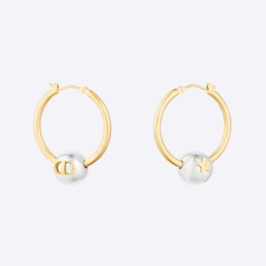 Dior Women Petit CD Earrings Gold-Finish and Palladium-Finish Metal