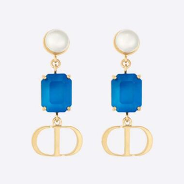 Dior Women Petit Cd Earrings Gold-Finish Metal with White Resin Pearls