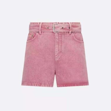 Dior Women Shorts Pink Cotton Denim