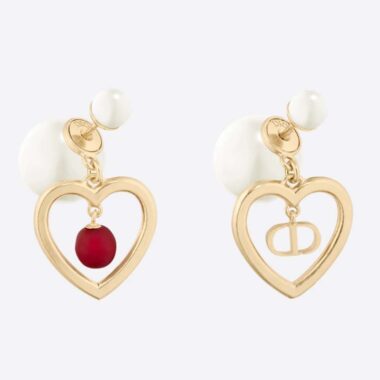 Dior Women Tribales Earrings Gold-Finish Metal with White Resin Pearls