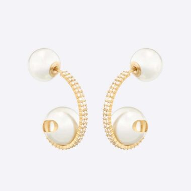 Dior Women Tribales Earrings Gold-Finish Metal with White Resin Pearls