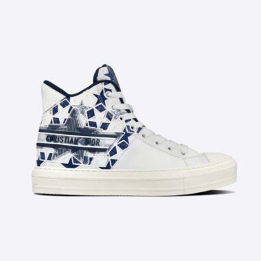 Dior Unisex Walk N Dior Star Sneaker Blue and White Calfskin and Technical Fabric