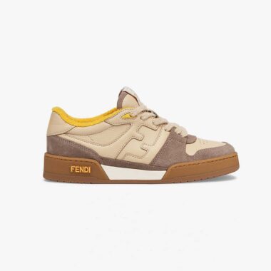 Fendi Unisex Match Beige Suede Low-Tops