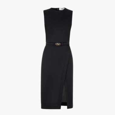 Fendi Women Midi-Length Sheath Black Pique Jersey Dress