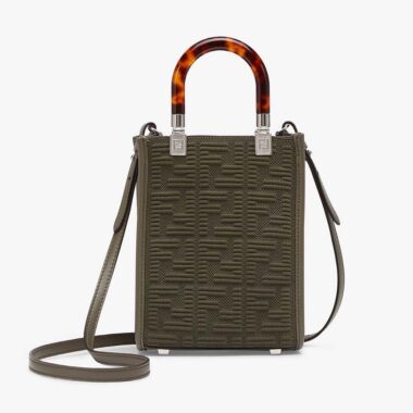 Fendi Women Mini Sunshine Shopper Green FF Fabric Mini-Bag