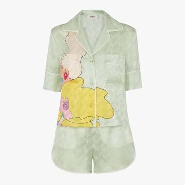 Fendi Women Pajama Set Multicolor Silk Pajama Set-Lime