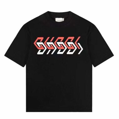 Gucci GG Women Cotton Jersey T-Shirt Black Gucci Mirror Print Crewneck Oversize Fit