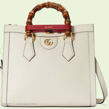 Gucci GG Women Diana Small Tote Bag Double G White Leather