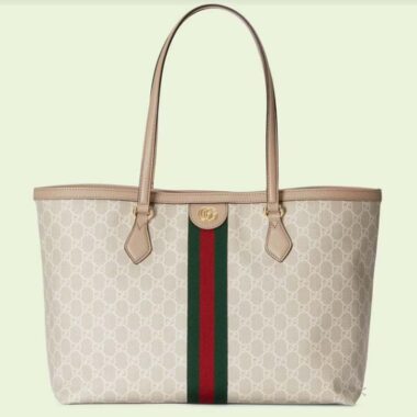 Gucci GG Women Ophidia Medium GG Tote Beige White Supreme Canvas