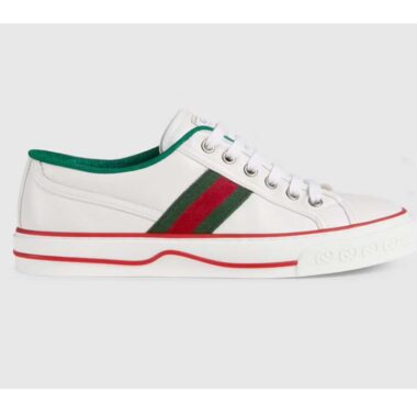 Gucci Unisex Gucci Tennis 1977 Sneaker White Leather Green Red Web Flat