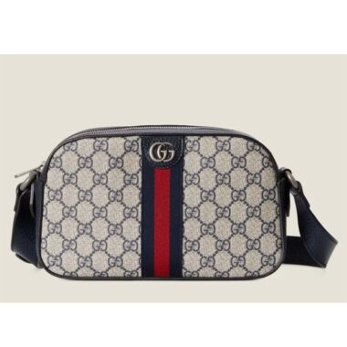 Gucci Unisex Ophidia GG Shoulder Bag Beige Blue Supreme Canvas