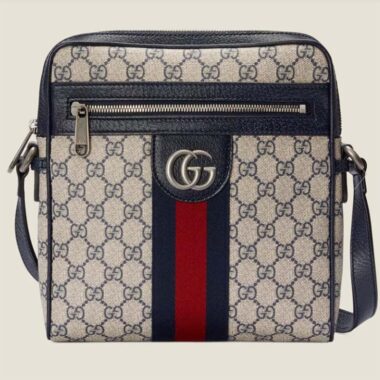 Gucci Unisex Ophidia GG Small Messenger Bag Beige Blue Supreme Canvas