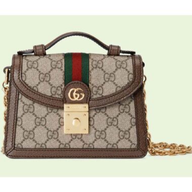 Gucci Women Dionysus GG Mini Shoulder Bag Beige Ebony Supreme Canvas