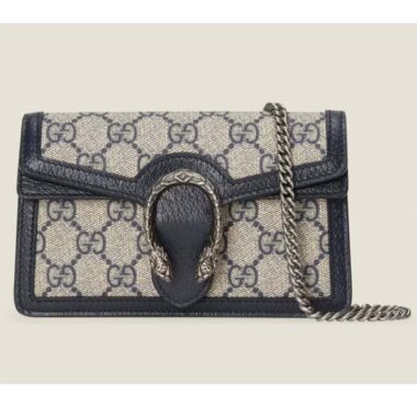 Gucci Women Dionysus GG Super Mini Bag Beige Blue GG Supreme Canvas