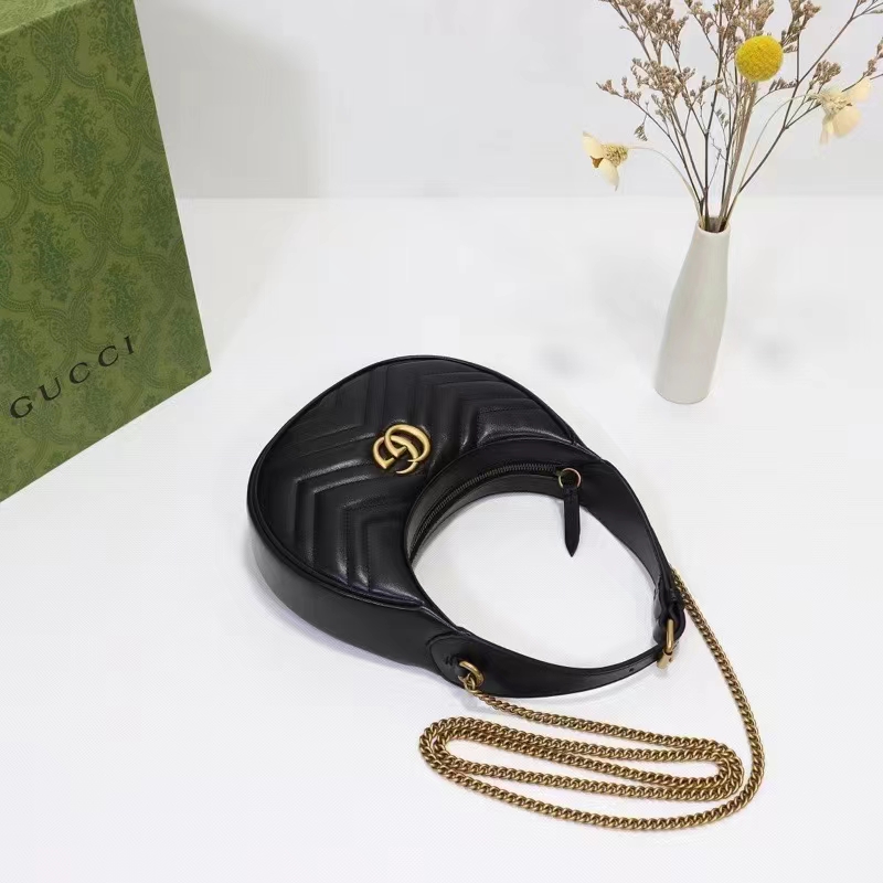 Gucci BLACK GG Marmont half-moon shaped bag – LAMODSY