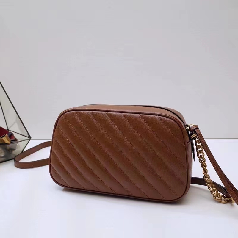 Gucci+GG+Marmont+Matelasse+Shoulder+Bag+Mini+Brown+Leather%2FSuede for sale  online