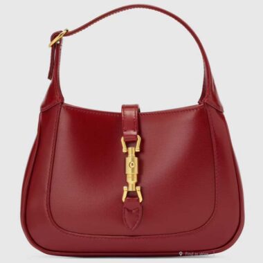 Gucci Women Jackie 1961 Mini Shoulder Bag Red Leather Gold-Toned Hardware