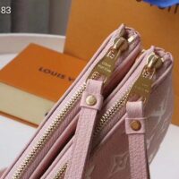 Louis Vuitton Double Zip Pochette Pink Monogram Empreinte Embossed Supple Grained Cowhide (3)