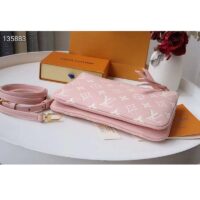 Louis Vuitton Double Zip Pochette Pink Monogram Empreinte Embossed Supple Grained Cowhide (3)